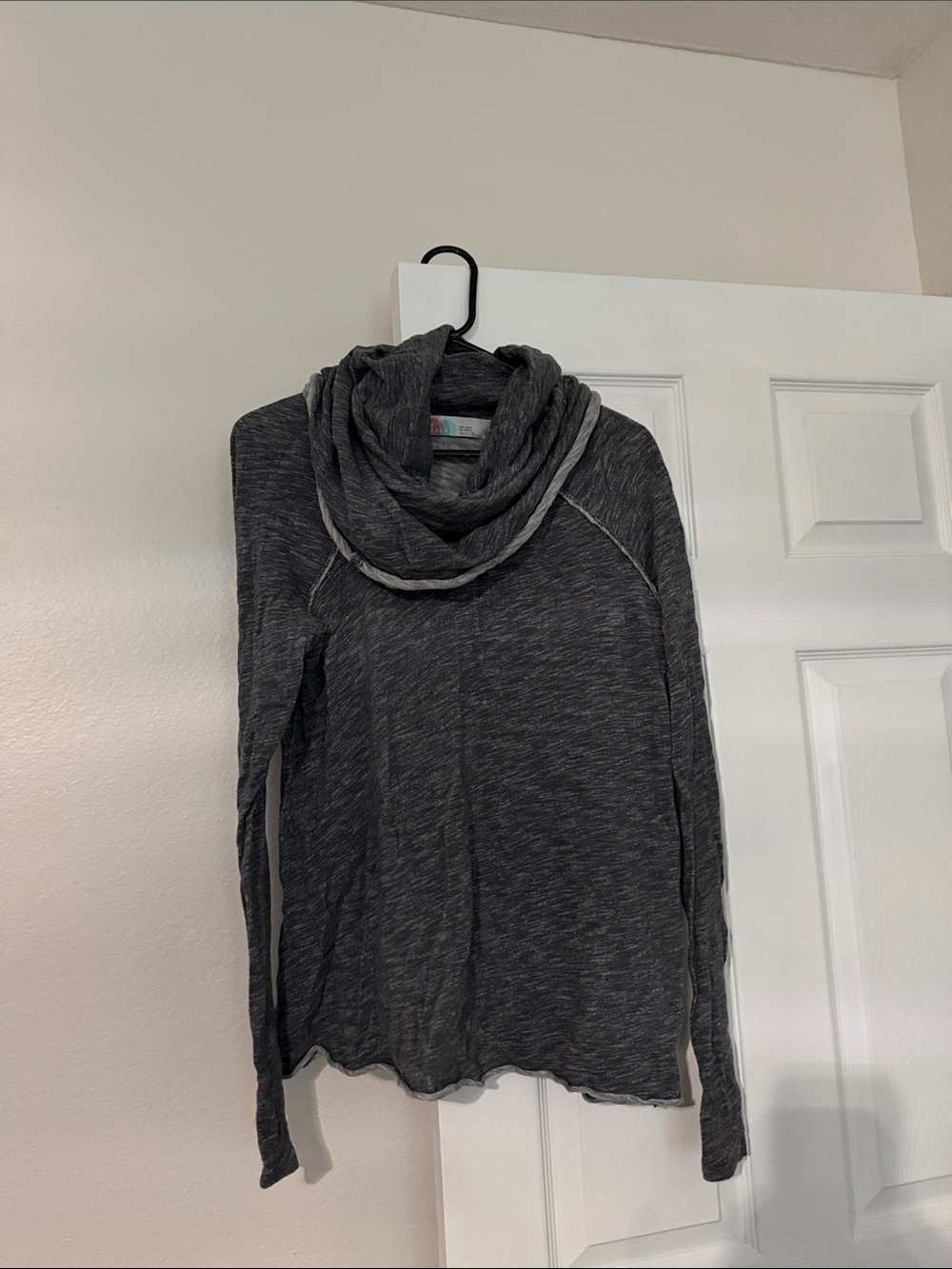Free People Charcoal Gray Cowl Neck Sweater